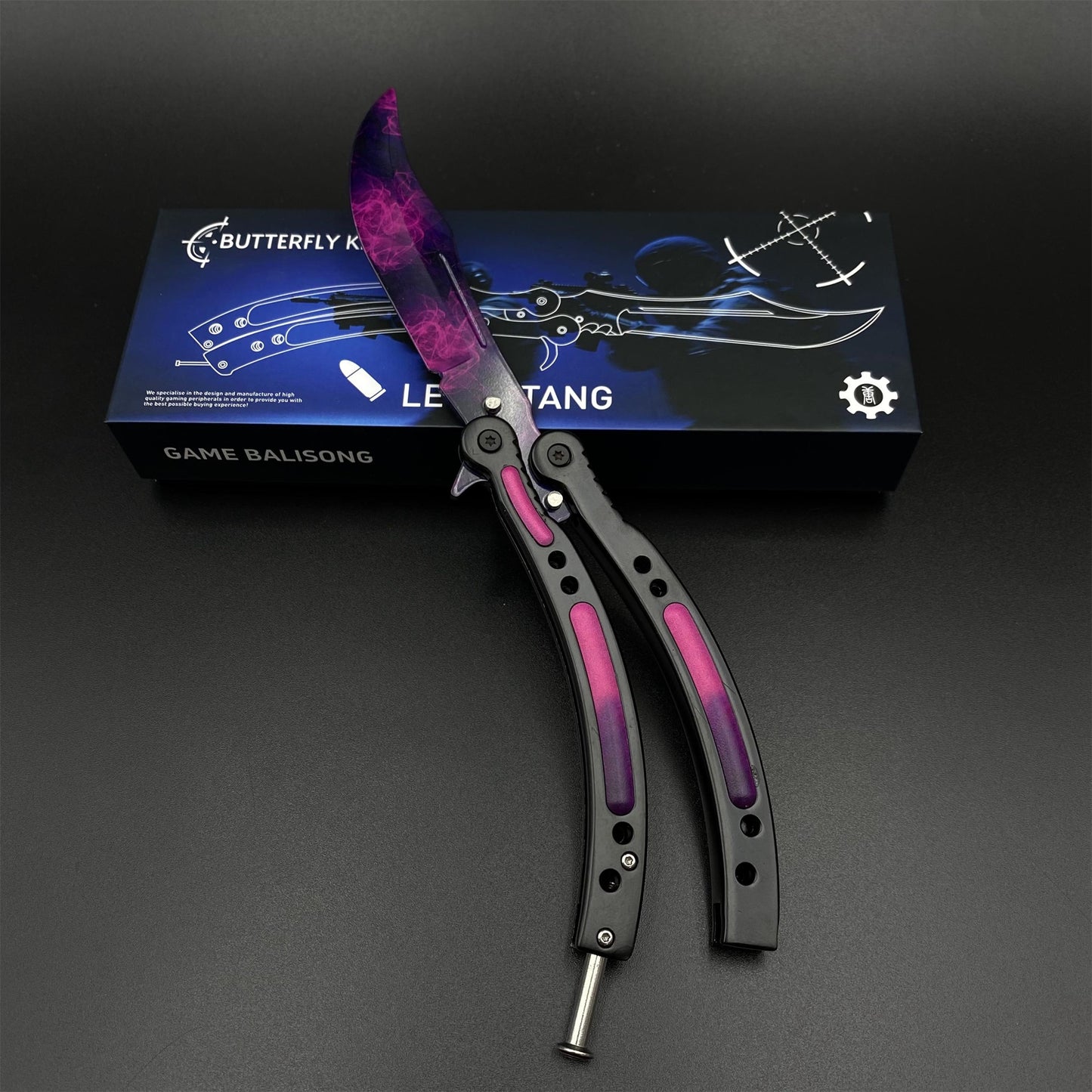 CS Butterfly Knife Doppler Phase Blunt Balisong Trainer - Display Prop