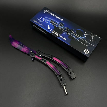 CS Butterfly Knife Doppler Phase Blunt Balisong Trainer - Display Prop
