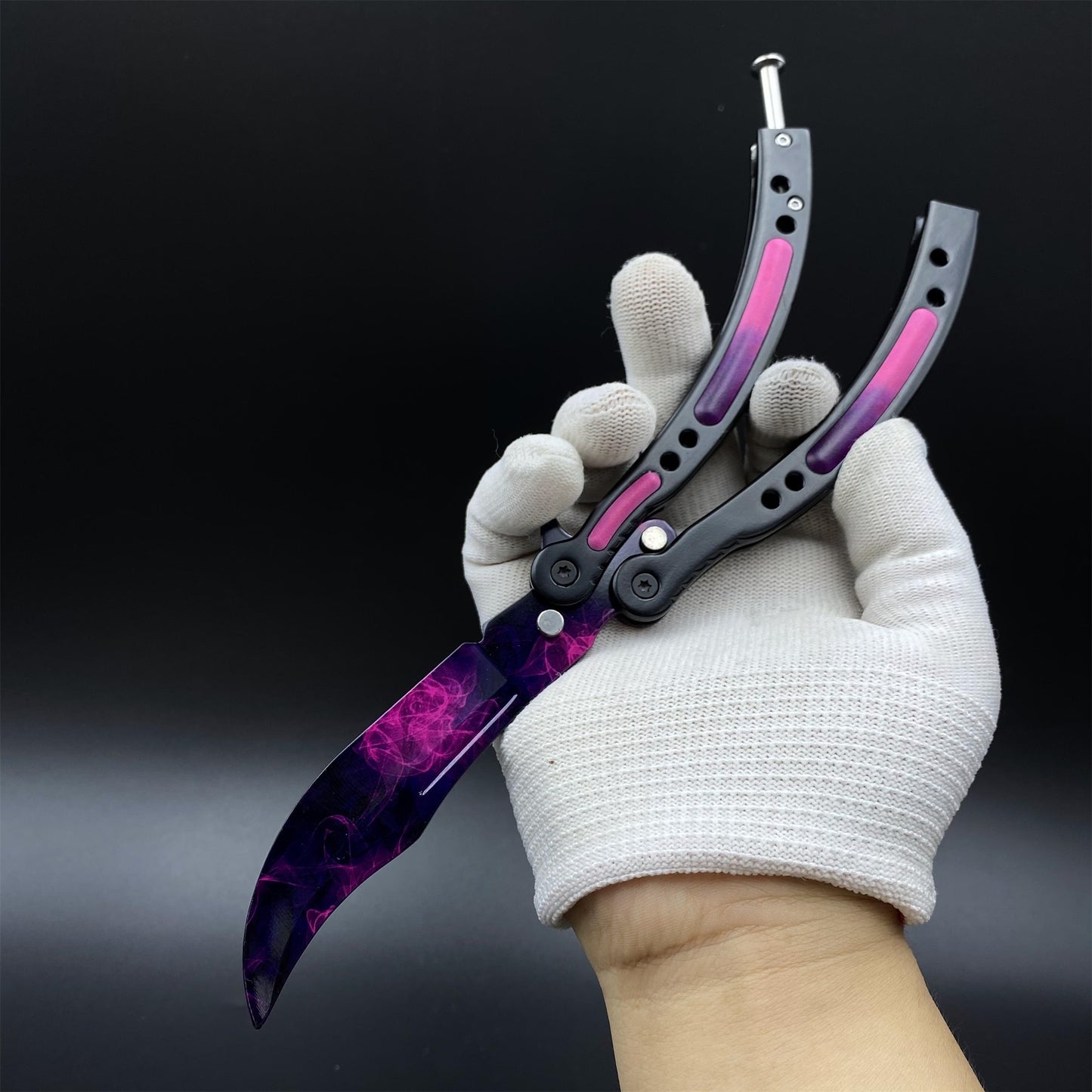 CS Butterfly Knife Doppler Phase Blunt Balisong Trainer - Display Prop