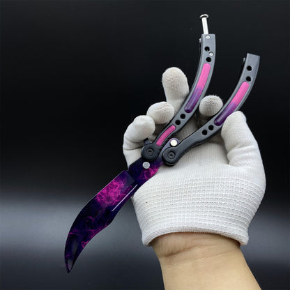 CS Butterfly Knife Doppler Phase Blunt Balisong Trainer - Display Prop