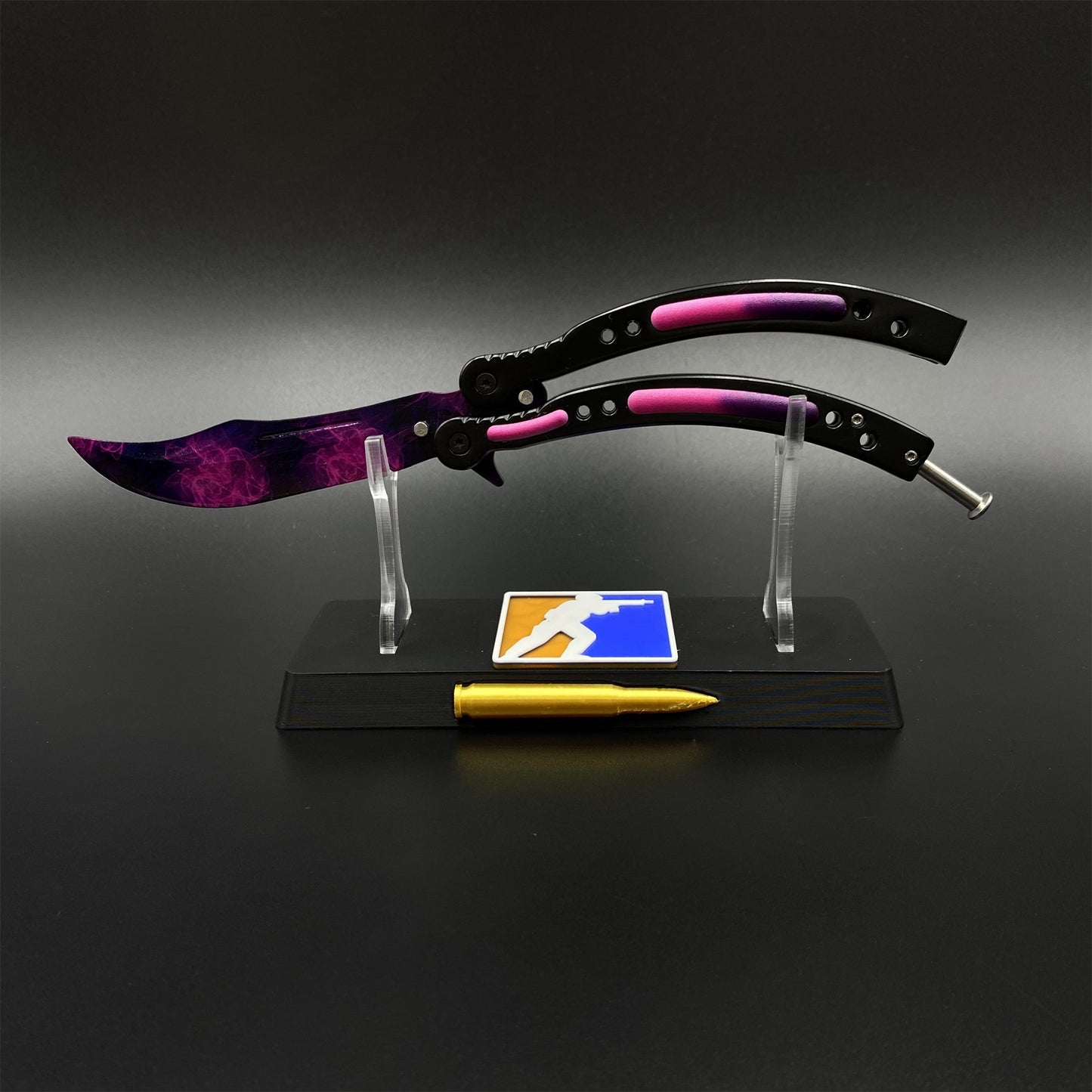 CS Butterfly Knife Doppler Phase Blunt Balisong Trainer - Display Prop