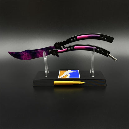 CS Butterfly Knife Doppler Phase Blunt Balisong Trainer - Display Prop