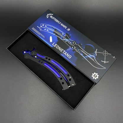 Doppler Sapphire Butterfly Knife Trainer - Dull Blade Prop For Collection