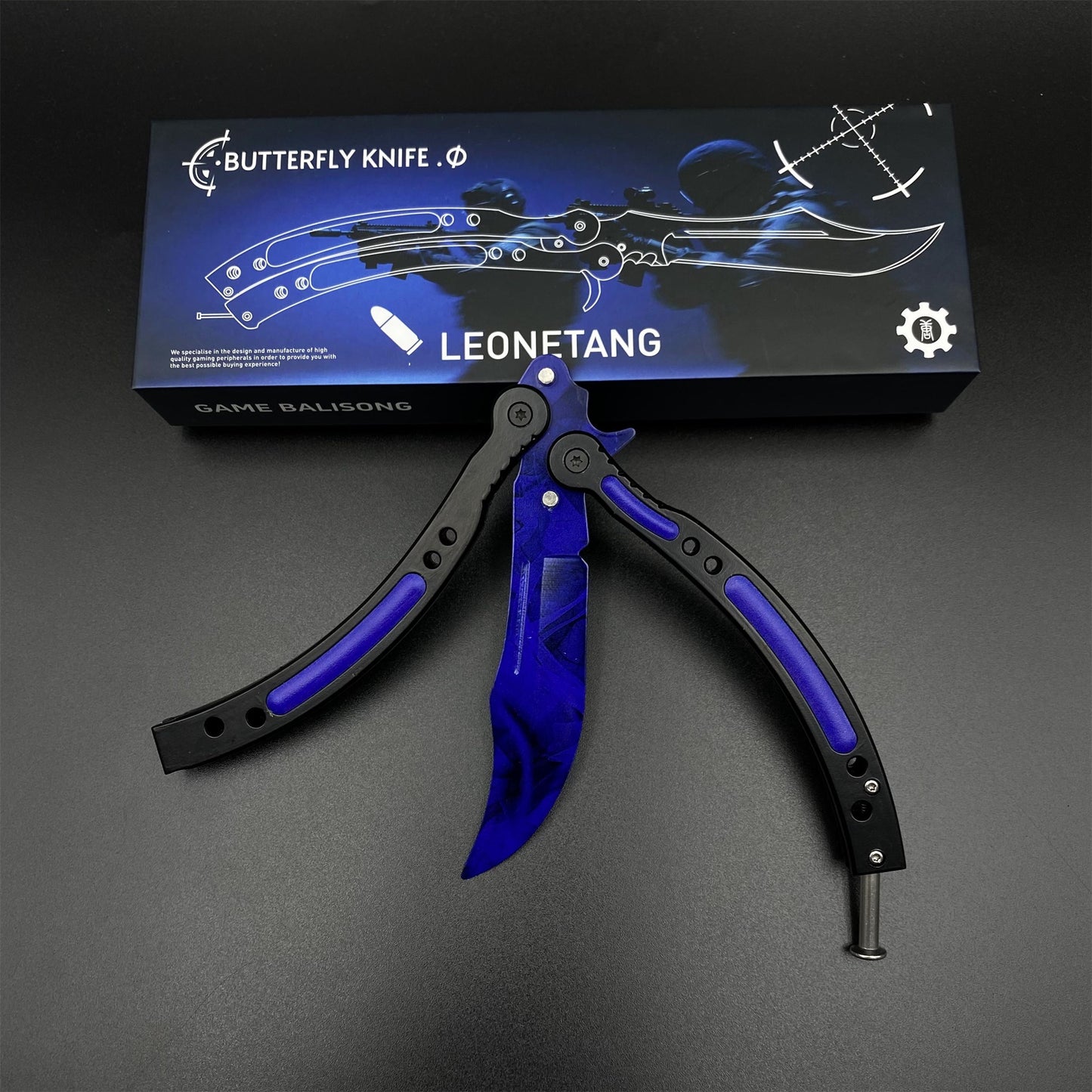 Doppler Sapphire Butterfly Knife Trainer - Dull Blade Prop For Collection