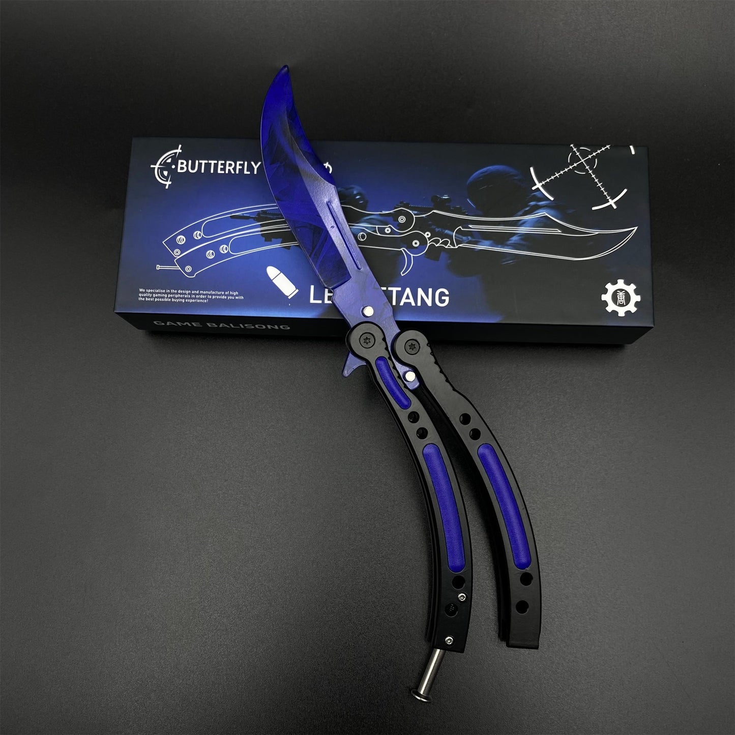 Doppler Sapphire Butterfly Knife Trainer - Dull Blade Prop For Collection