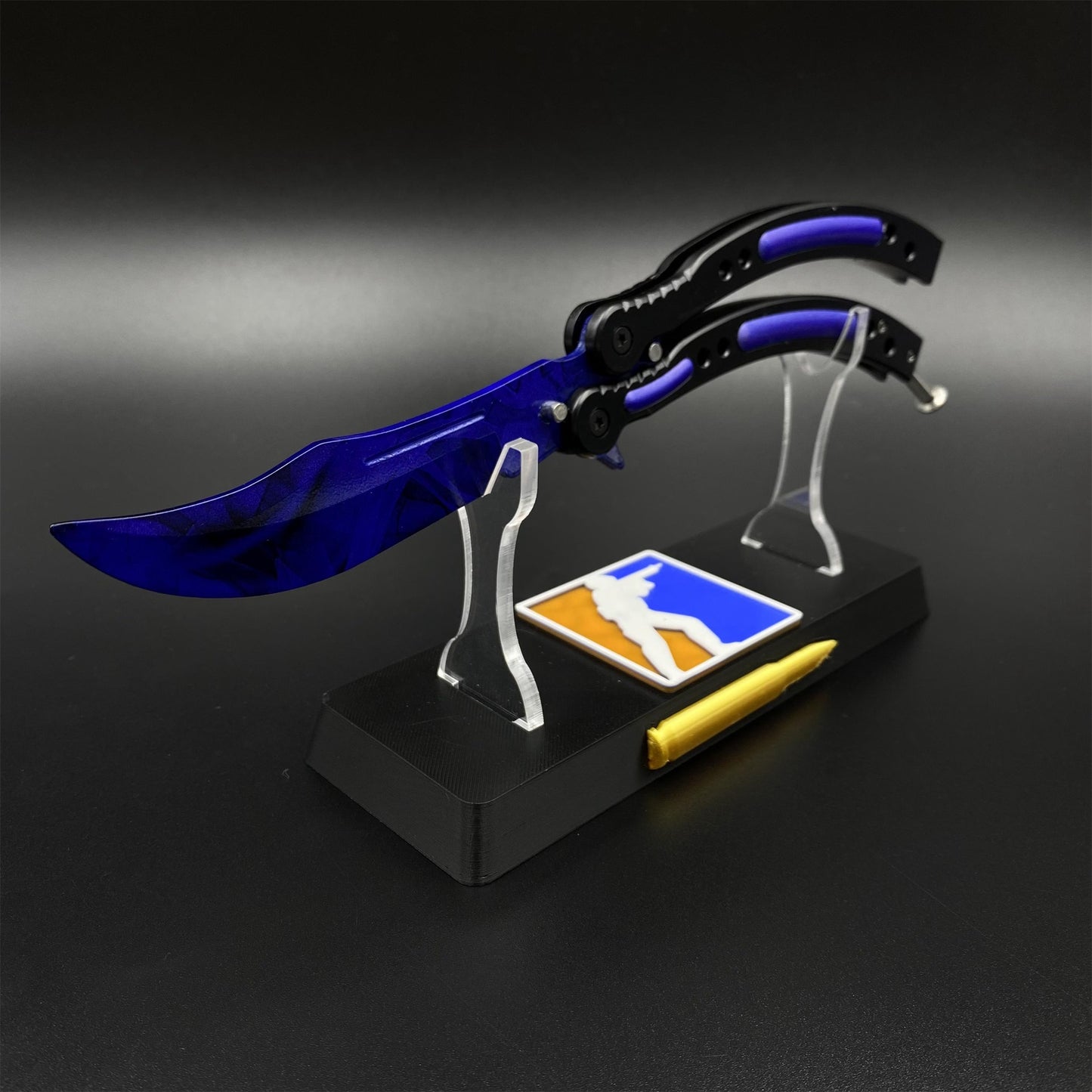 Doppler Sapphire Butterfly Knife Trainer - Dull Blade Prop For Collection