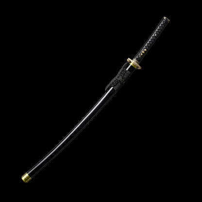 Red Damascus Steel Coiled Laying Dragon Samurai Katana For Collection