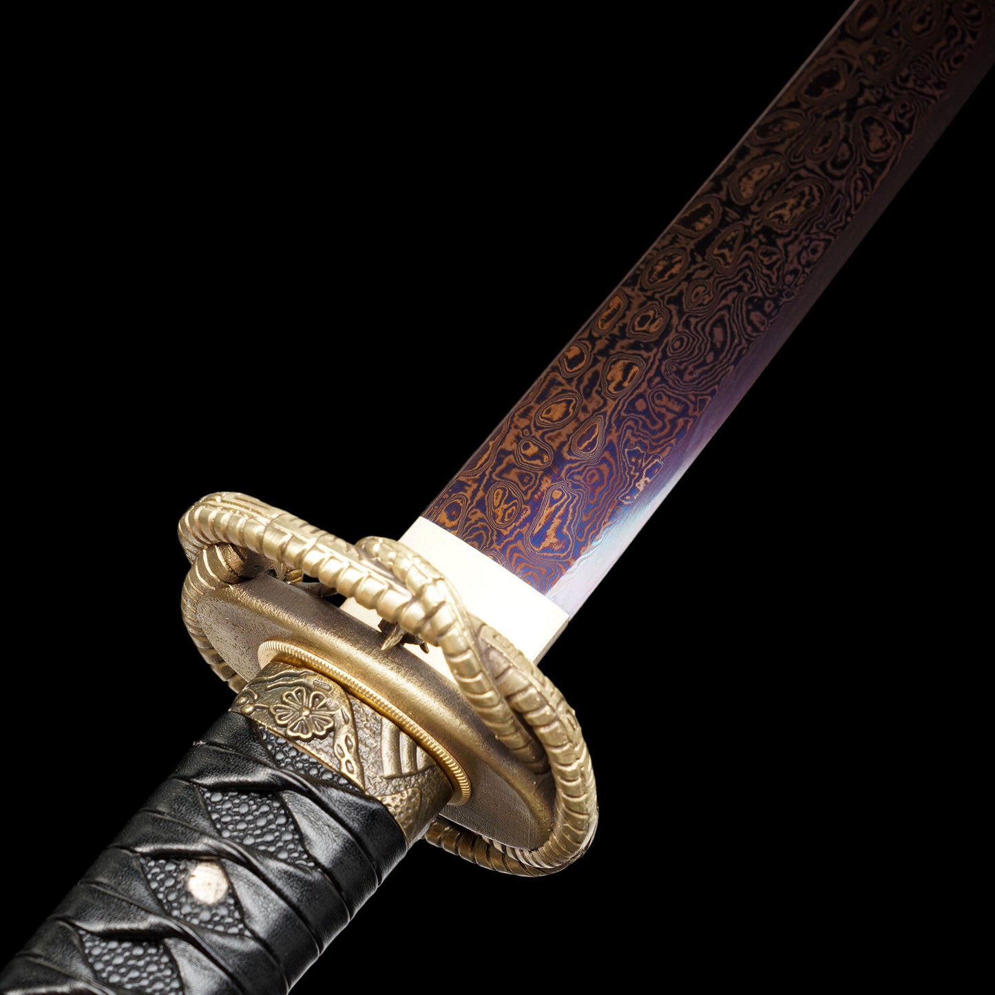Red Damascus Steel Coiled Laying Dragon Samurai Katana For Collection