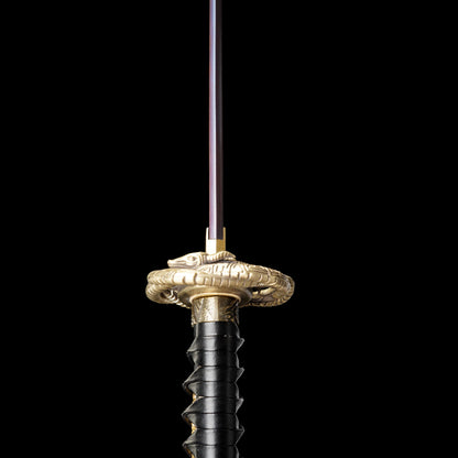 Red Damascus Steel Coiled Laying Dragon Samurai Katana For Collection