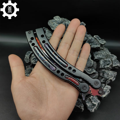 Game Butterfly Knife Dragonfire Pattern Metal Balisong Trainer