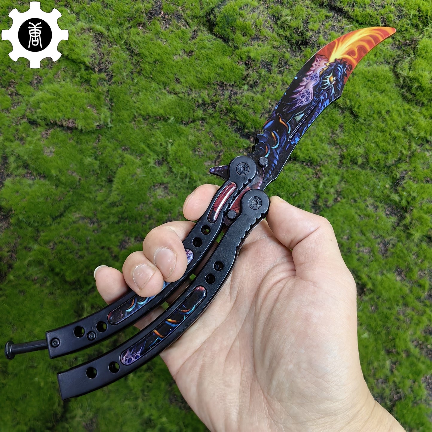 Game Butterfly Knife Dragonfire Pattern Metal Balisong Trainer