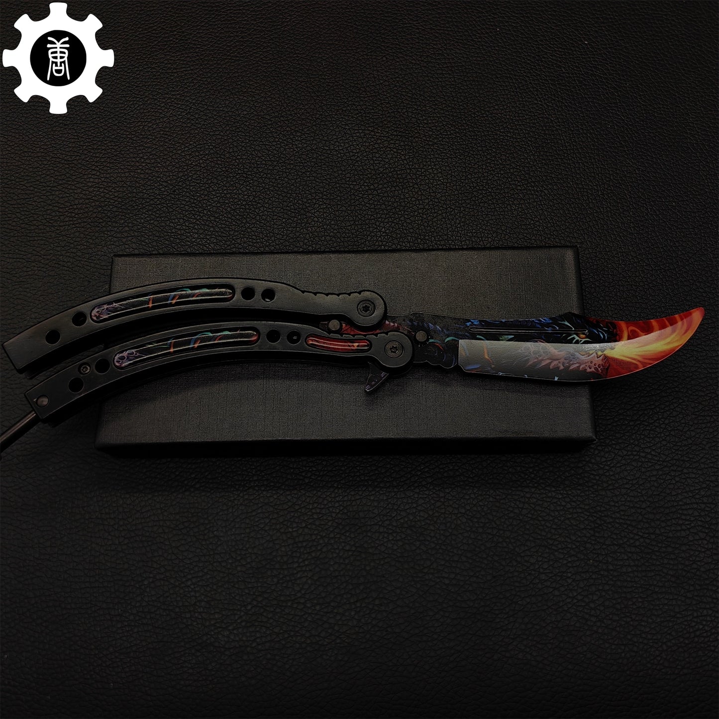 Game Butterfly Knife Dragonfire Pattern Metal Balisong Trainer