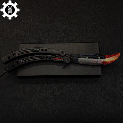 Game Butterfly Knife Dragonfire Pattern Metal Balisong Trainer