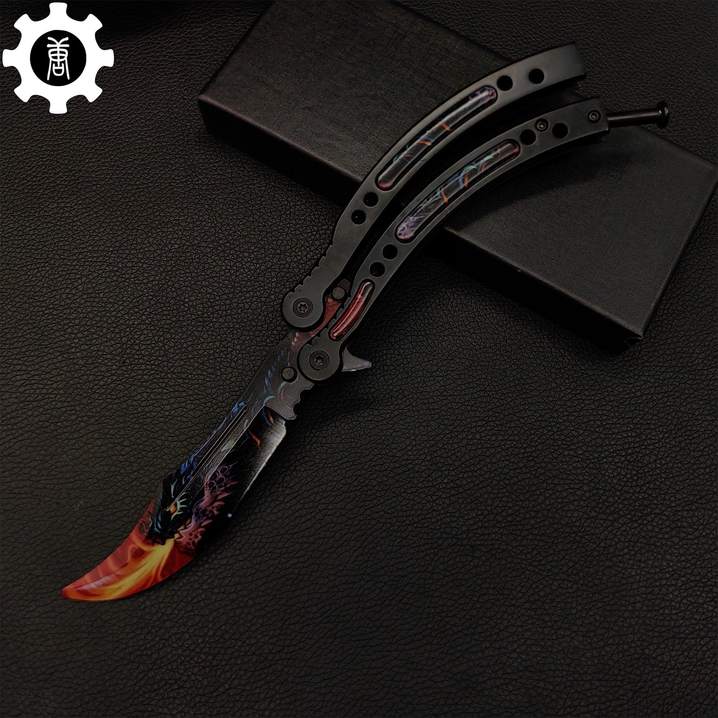 Game Butterfly Knife Dragonfire Pattern Metal Balisong Trainer