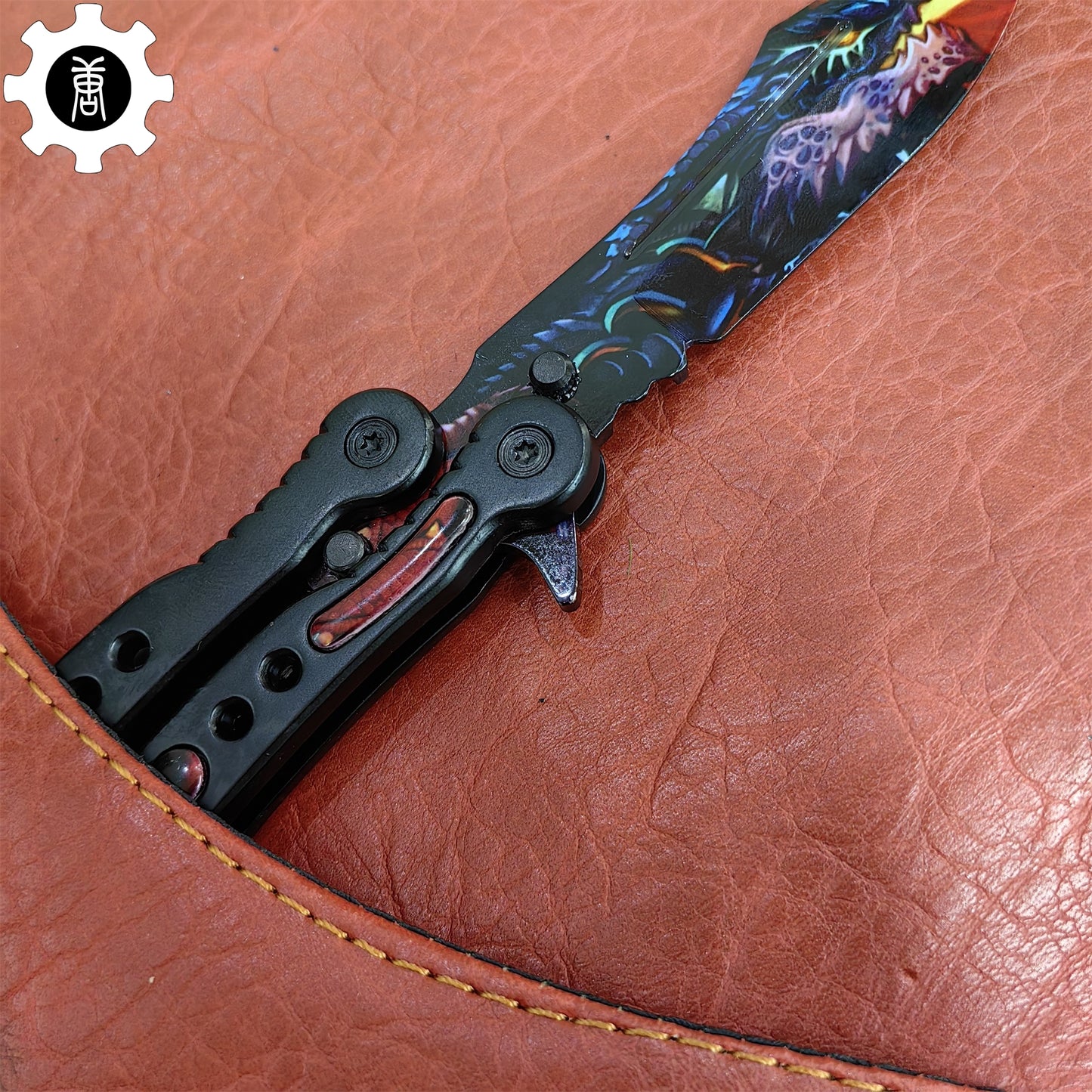 Game Butterfly Knife Dragonfire Pattern Metal Balisong Trainer