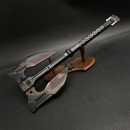 Unyielding Fury Dual-Bladed Battle Axe Metal Replica