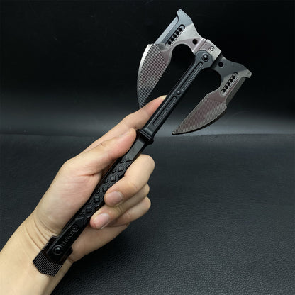 Unyielding Fury Dual-Bladed Battle Axe Metal Replica