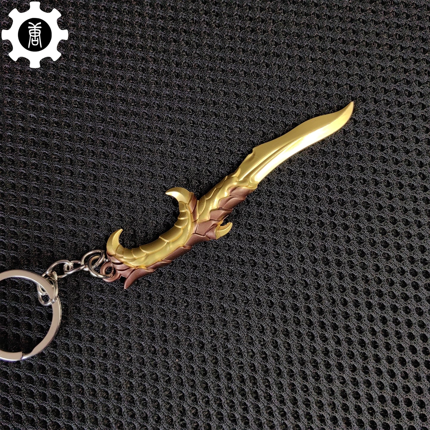 Golden Elderflame Dagger Metal Keychain