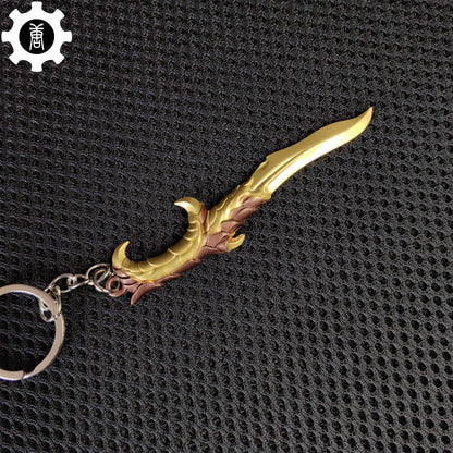 Golden Elderflame Dagger Metal Keychain