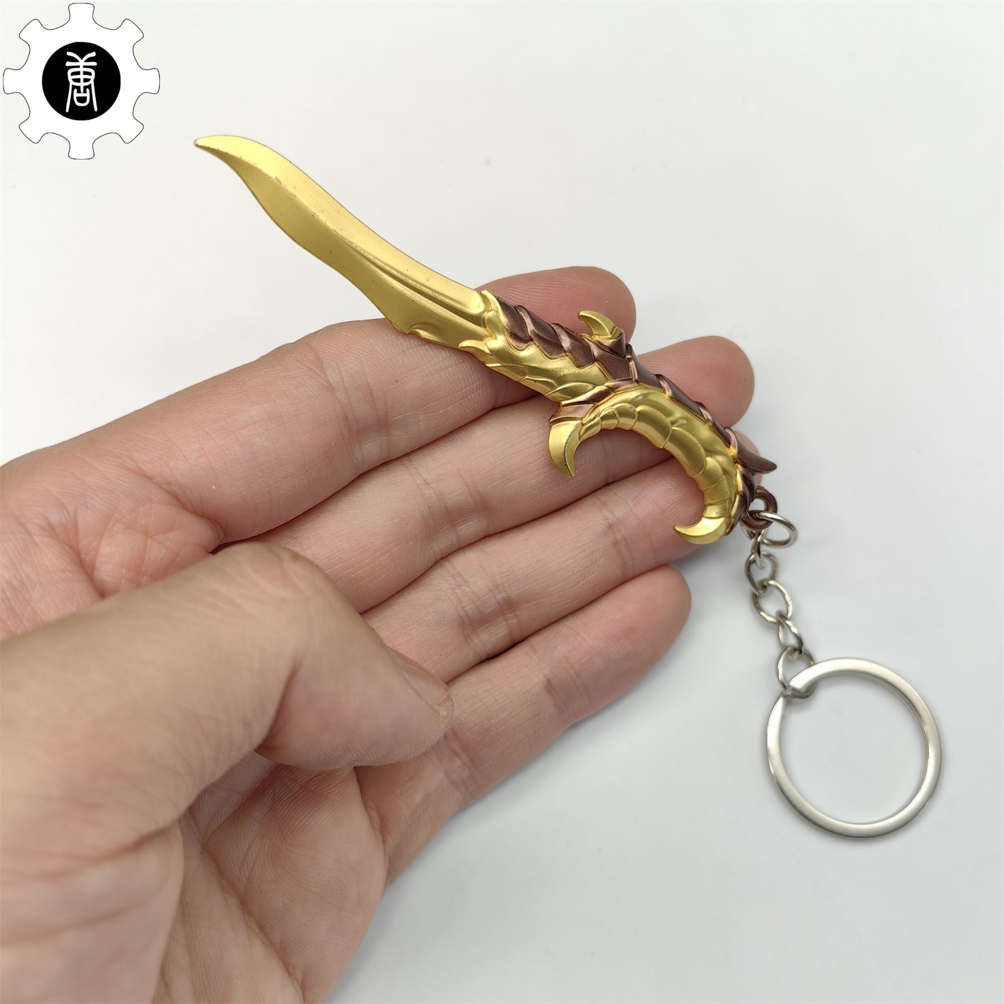 Golden Elderflame Dagger Metal Keychain