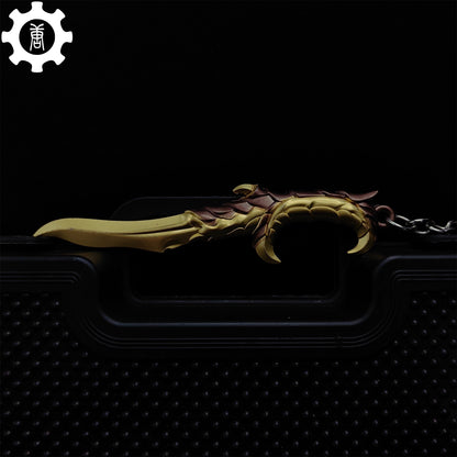 Golden Elderflame Dagger Metal Keychain