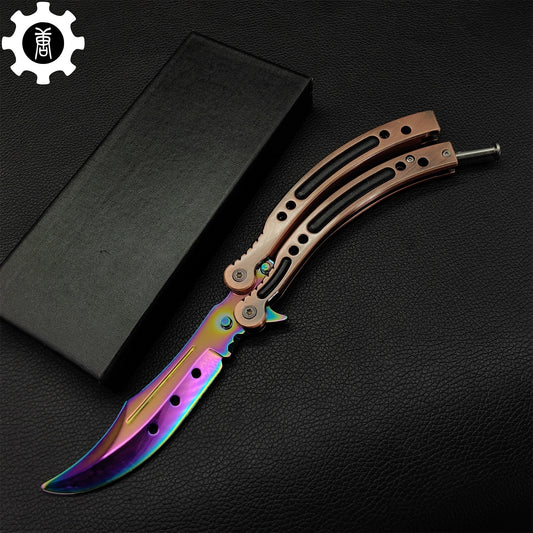 Fade Rainbow Butterfly Knife Metal Balisong Trainer