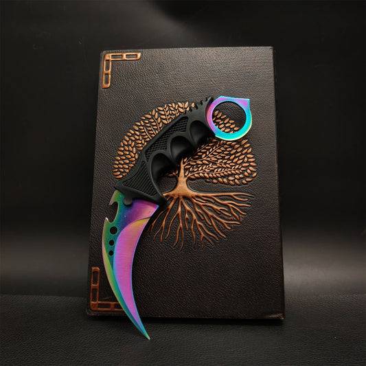 Fade Blue Skin Karambit Blunt Blade Knife