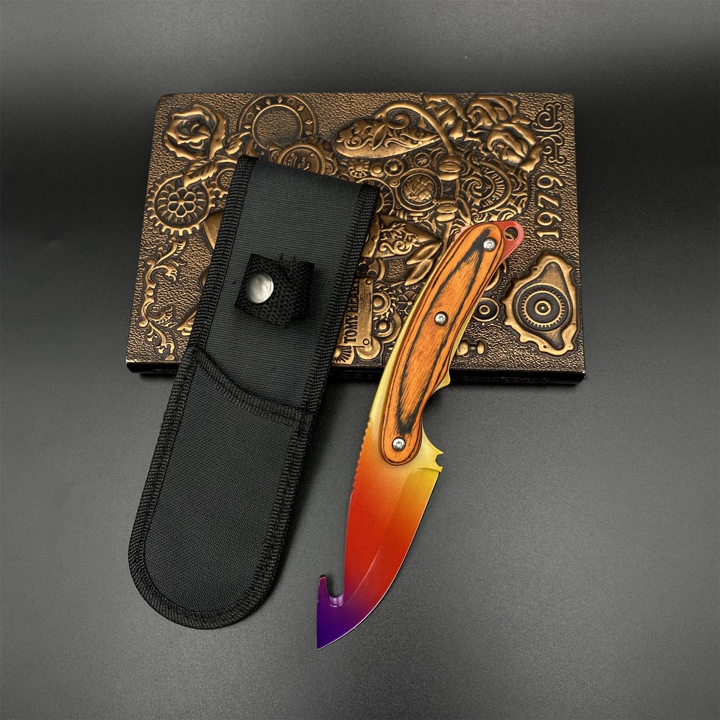 420 Steel CS Fade Skin Gut Knife Outdoor Camping Knife For Collection