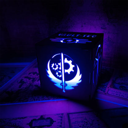 Brotherhood Of Steel Wood Cube Light Desk Decor