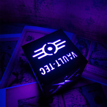 Brotherhood Of Steel Wood Cube Light Desk Decor