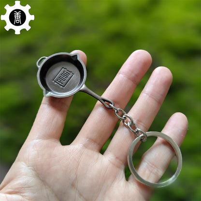 Metal Tiny Frying Pan Keychain Backpack Pendant