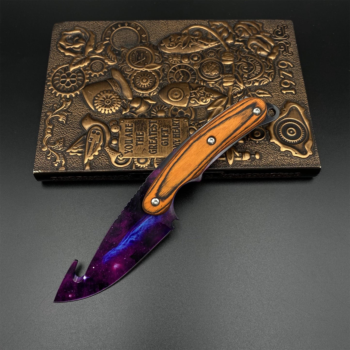 420 Steel CS Doppler Galaxy Gut Knife Outdoor Camping Knife For Collection