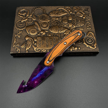 420 Steel CS Doppler Galaxy Gut Knife Outdoor Camping Knife For Collection
