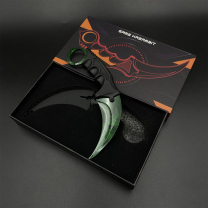 Game Karambit Gamma Doppler Emerald Replica Dull Blade Trainer Knife For Collection
