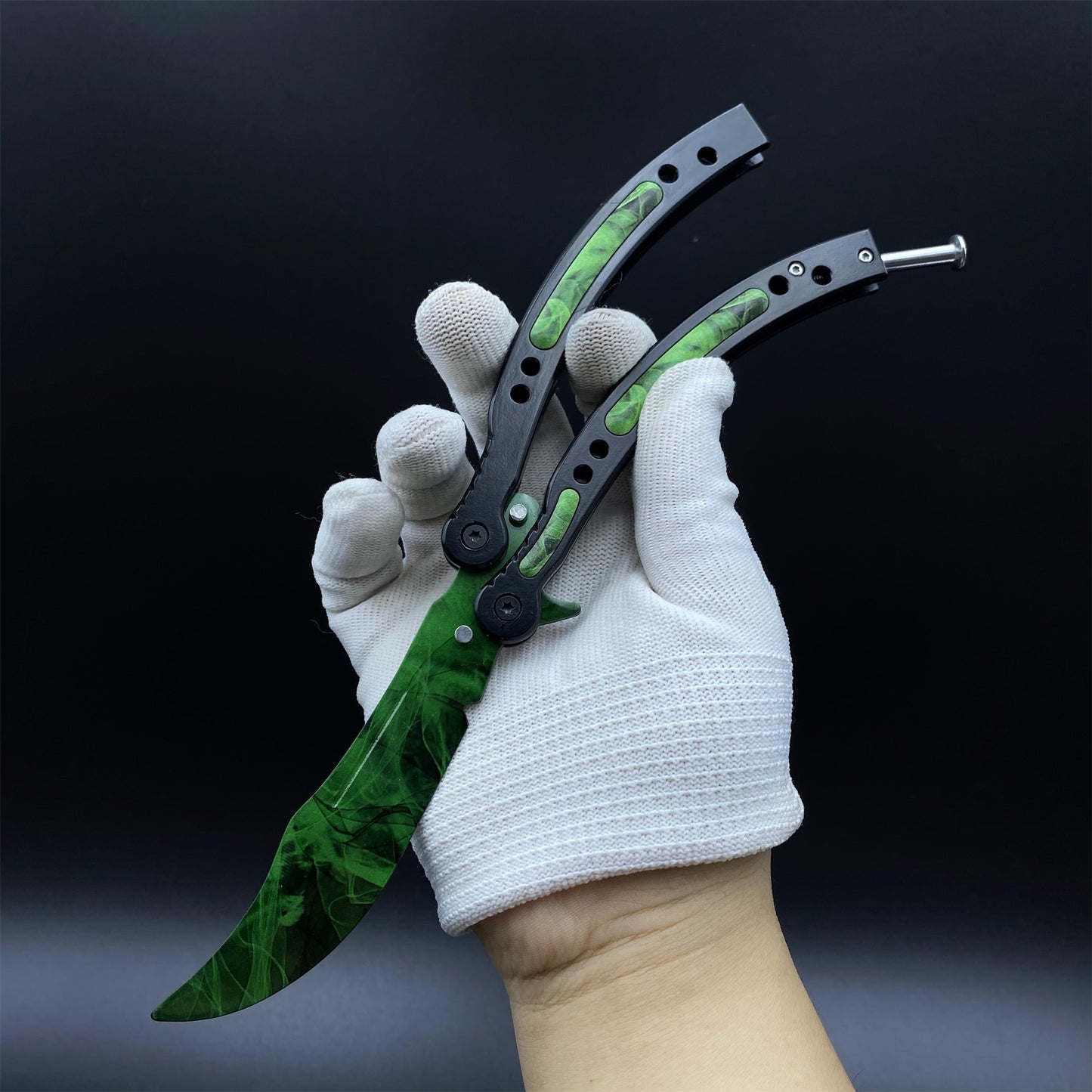 CS Butterfly Knife Doppler Emerald Unsharpened Balisong Trainer