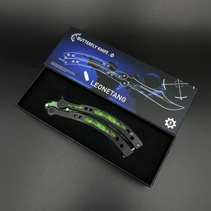 CS Butterfly Knife Doppler Emerald Unsharpened Balisong Trainer