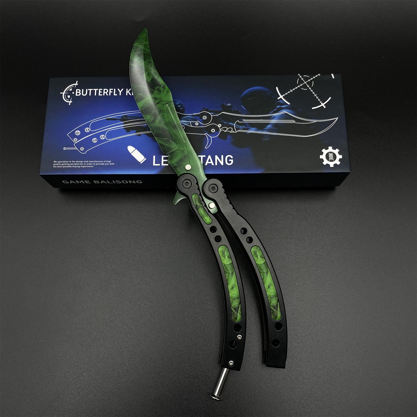 CS Butterfly Knife Doppler Emerald Unsharpened Balisong Trainer