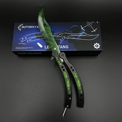 CS Butterfly Knife Doppler Emerald Unsharpened Balisong Trainer