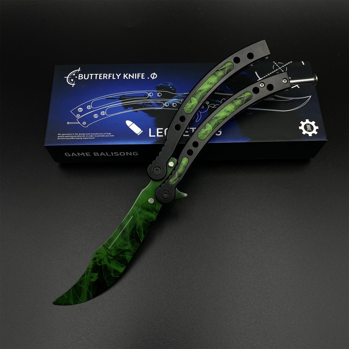 CS Butterfly Knife Doppler Emerald Unsharpened Balisong Trainer