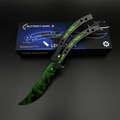CS Butterfly Knife Doppler Emerald Unsharpened Balisong Trainer