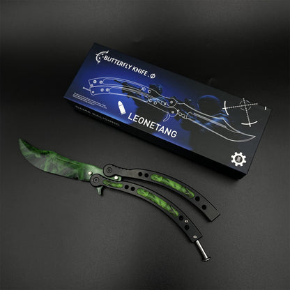 CS Butterfly Knife Doppler Emerald Unsharpened Balisong Trainer