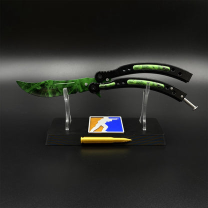CS Butterfly Knife Doppler Emerald Unsharpened Balisong Trainer