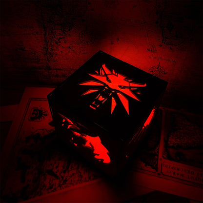Geralt Wolf School Badge Wood Cube Light Desk Decor