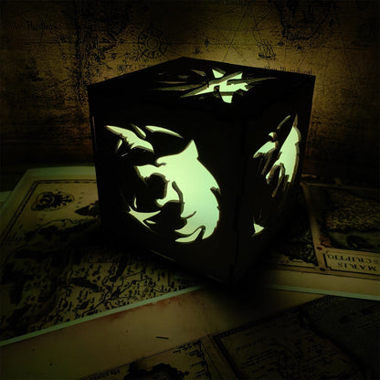 Geralt Wolf School Badge Wood Cube Light Desk Decor