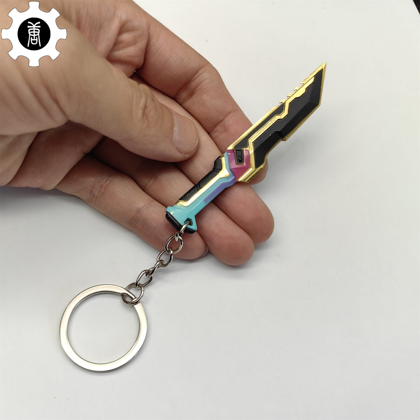 Tiny Glitchpop Dagger Metal Keychain