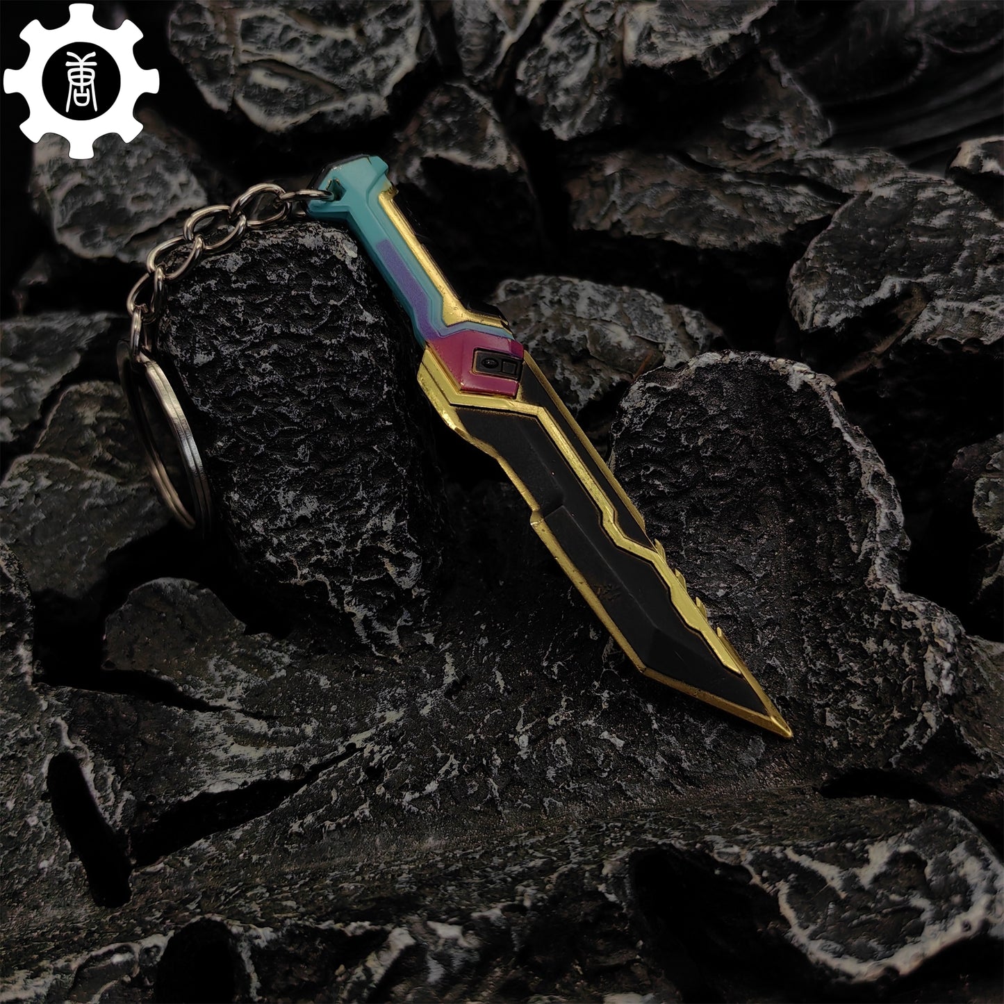 Tiny Glitchpop Dagger Metal Keychain
