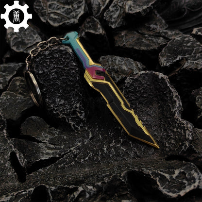 Tiny Glitchpop Dagger Metal Keychain