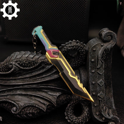 Tiny Glitchpop Dagger Metal Keychain