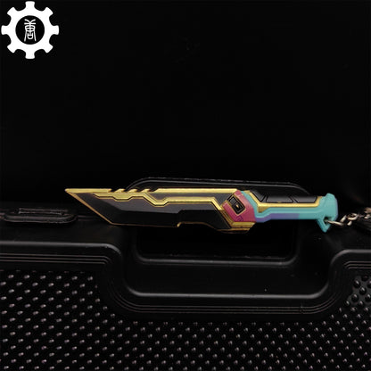 Tiny Glitchpop Dagger Metal Keychain