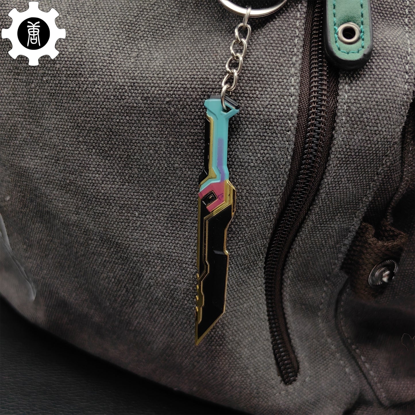 Tiny Glitchpop Dagger Metal Keychain